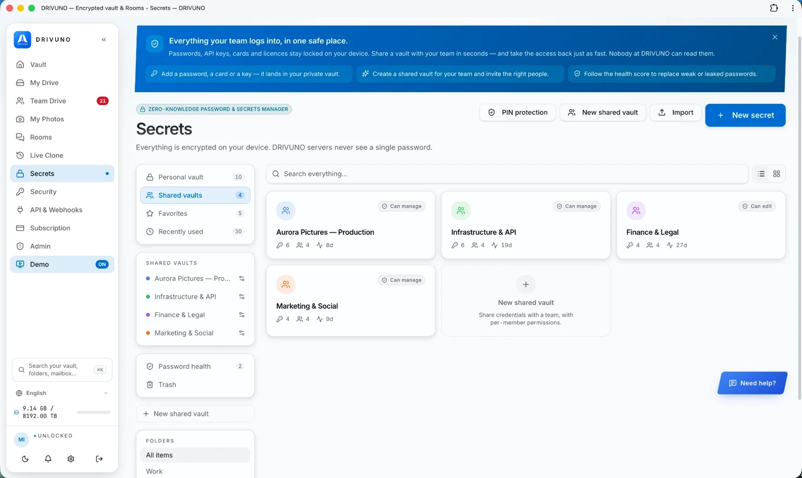 Shared vaults for your teams
